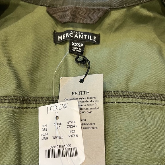 NWT J.Crew Factory XXSP Petite Mossy Brown resin-coated twill field jacket - Picture 8 of 12